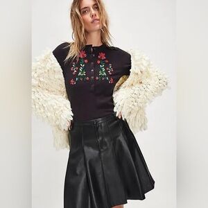 Free People Fleur Embroidered Cuff Henley